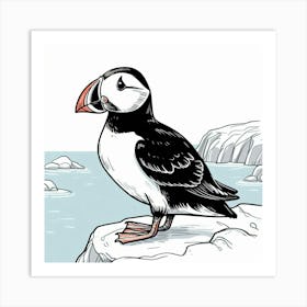 Line Art puffin 2 Art Print