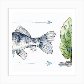 Illustration Of A Fish And Plant Art Print