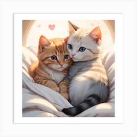 Cute love cats Art Print