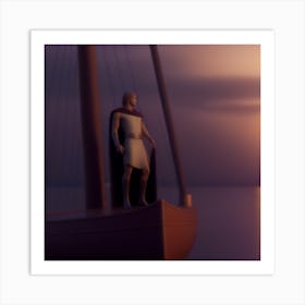 Man On A Boat Art Print