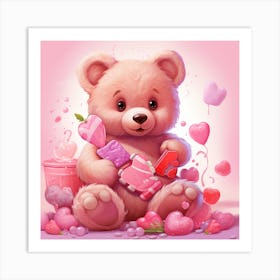 Valentine Teddy Bear Art Print