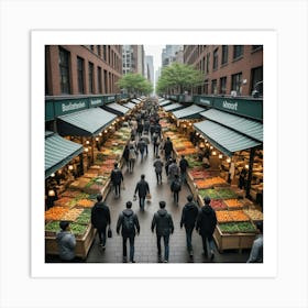 People In A Market Art Print