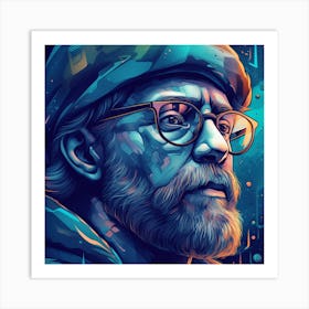 Man With Glasses And Beard Art Print