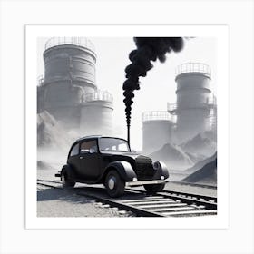 Old Car On Train Tracks Art Print