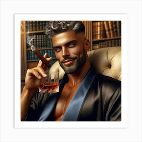 Portrait Of A Man With A Cigar-10 Art Print