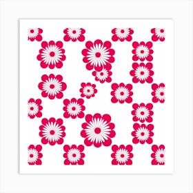 Sakura Flower pattern art, pink flowers on white background Art Print