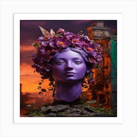 A Beautiful Purple Flower In A Dark Forest (1) (1) Art Print