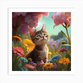 Cat In The Garden 4 Art Print