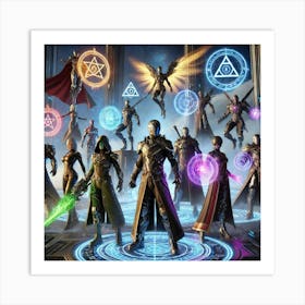 A Futuristic Scene Depicting The Multiversal Syndicate Warriors Art Print