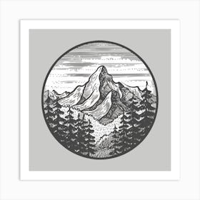 Mountains In The Forest Art Print