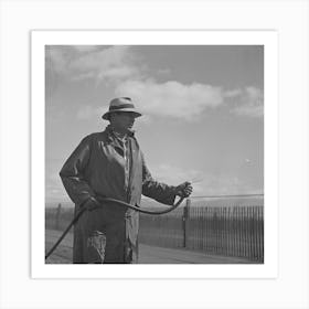 Salinas, California, Irrigator At Guayule Nursery By Russell Lee Art Print