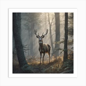 Deer In The Forest 64 Art Print