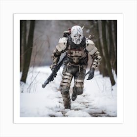 Post Apocalypse Jason in the snow  Art Print