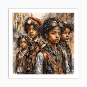 Steampunk Kids Art Print