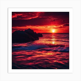 Sunset Over The Ocean 190 Art Print