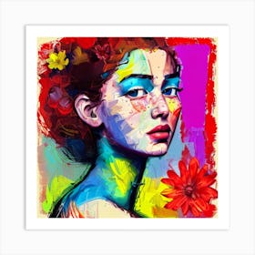 Girl With Flowers 4 Art Print