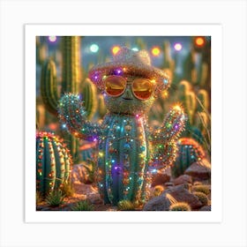 Cactus With Lights 1 Art Print