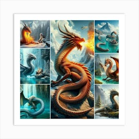 Dragons In The Mountains Art Print