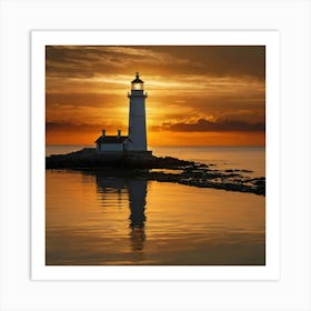 Lighthouse At Sunset 1 Art Print