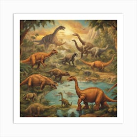 Dinosaurs In The Jungle 8 Art Print