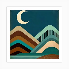 Moon And Mountains 1 Art Print