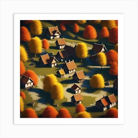 Village In Autumn Mountains (29) Art Print