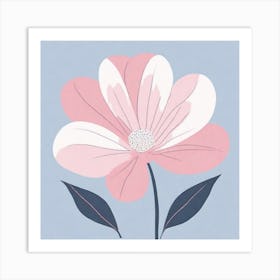 A White And Pink Flower In Minimalist Style Square Composition 385 Art Print