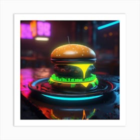 Neon Burger 4 Art Print