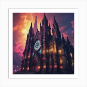 Church At Night 1 Art Print