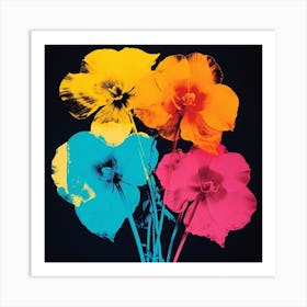 Andy Warhol Style Pop Art Flowers Flowers 1 Square Art Print