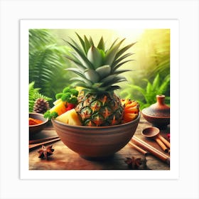 Pineapple In A Bowl Art Print