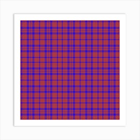 Pattern Plaid Geometric Red Blue Art Print