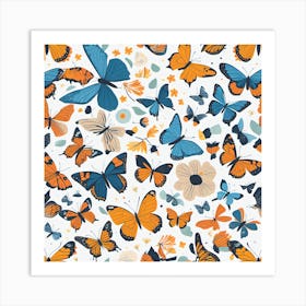 Seamless Pattern With Butterflies 2 Art Print