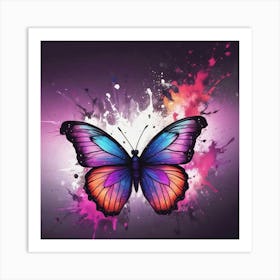 Butterfly With Paint Splashes 19 Art Print