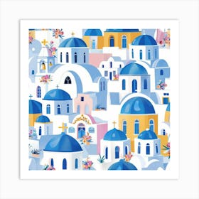 Greece Seamless Pattern Art Print