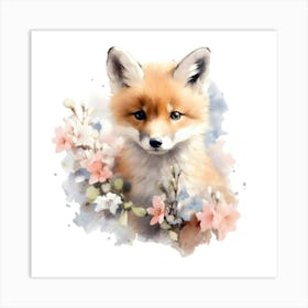 Fox Watercolor Painting 1 Art Print