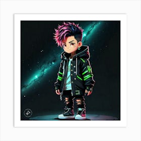 Anime Boy With Pink Hair Art Print