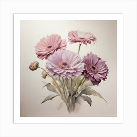 Mauve Gerberas 1 Art Print