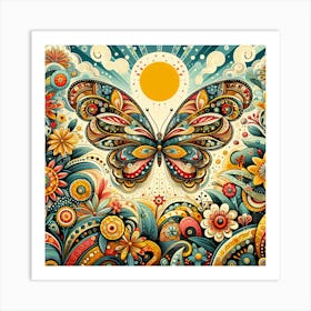 Decorative Floral Butterfly Abstract II Art Print