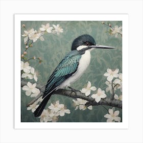 Ohara Koson Inspired Bird Painting Kingfisher 1 Square Art Print