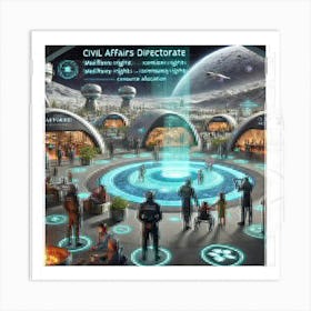 A Futuristic Sci Fi Scene Showcasing The Civil Aff Art Print