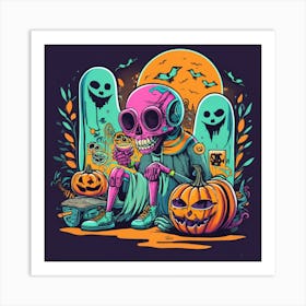 Halloween Skeleton Art Print