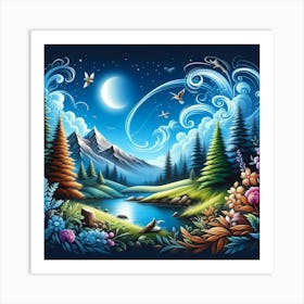 Night In The Forest 5 Art Print