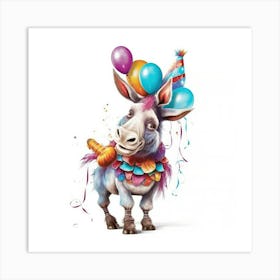 Donkey With Balloons 1 Art Print