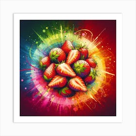 Rainbow Strawberries Art Print