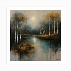 Moonlight Over The River 1 Art Print