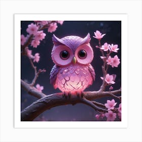 Pink Owl 1 Art Print