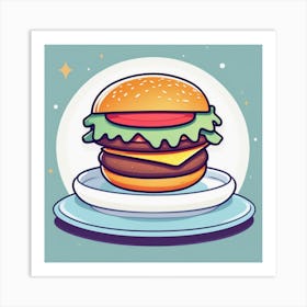 Hamburger On Plate 4 Art Print