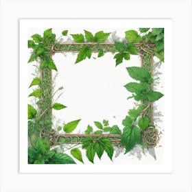 Frame With Green Leaves 13 Art Print