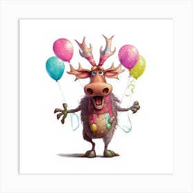 Deer With Balloons 11 Art Print